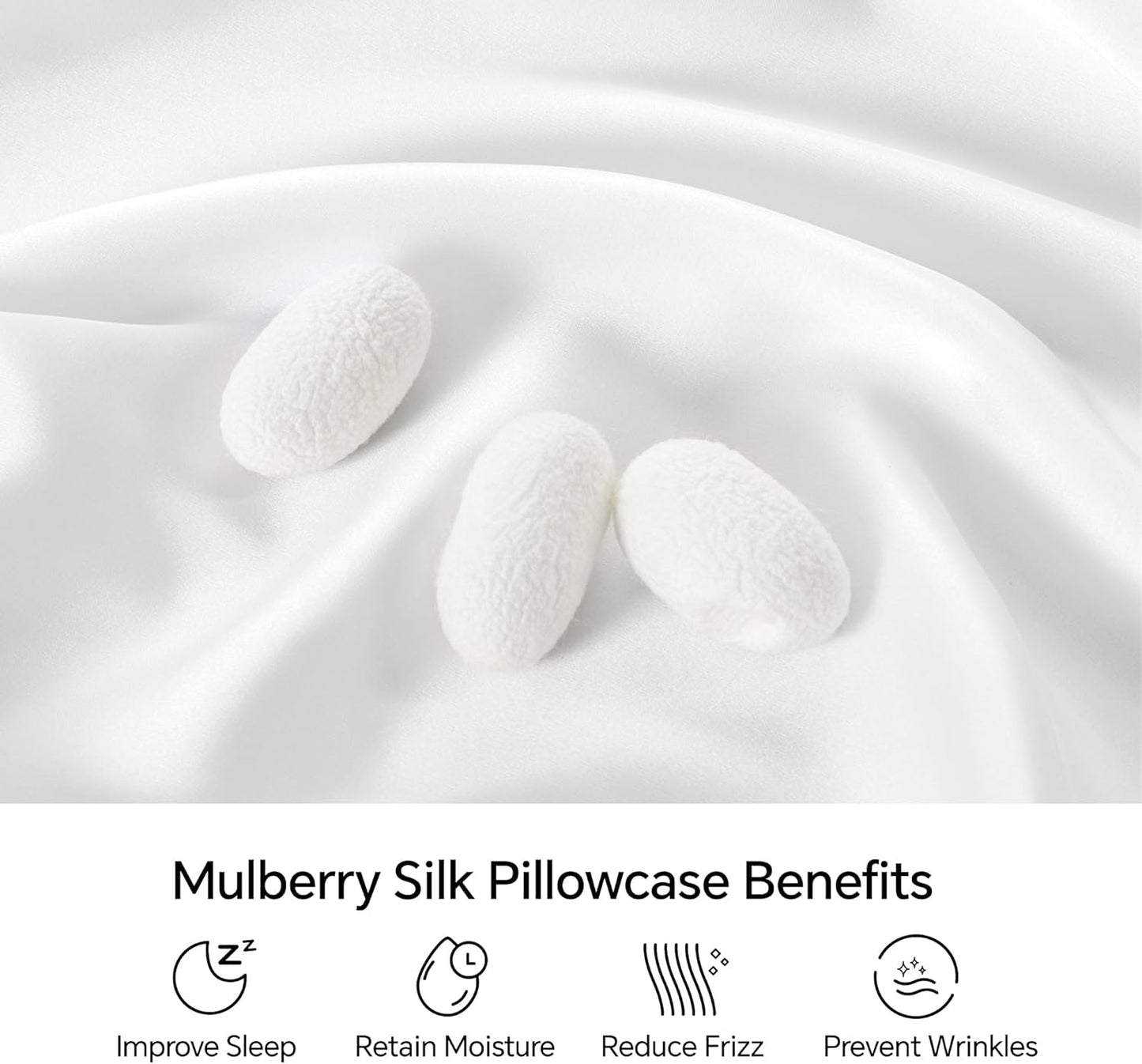INFIIXSO Mulberry Silk Pillowcase for Hair and Skin, Silk Pillow Cases Standard Size with Hidden Zipper 20x26 Inches, Extraordinary Smooth and Soft Cooling Pillow Cases for Hot Sleepers(White, 1 Pack)