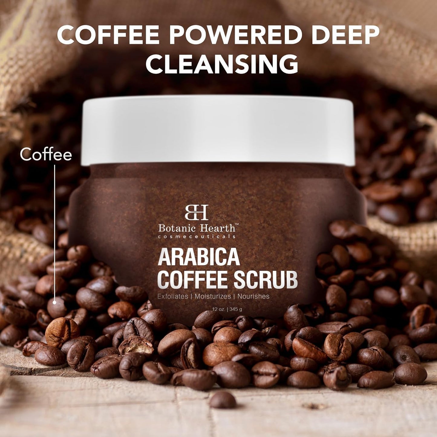 Botanic Hearth Arabica Coffee Body Scrub Exfoliating Body Scrub Act As Body Exfoliator & Helps With Moisturizing Skin, Acne, Cellulite, Dead Skin Scars, Wrinkles 12 Oz