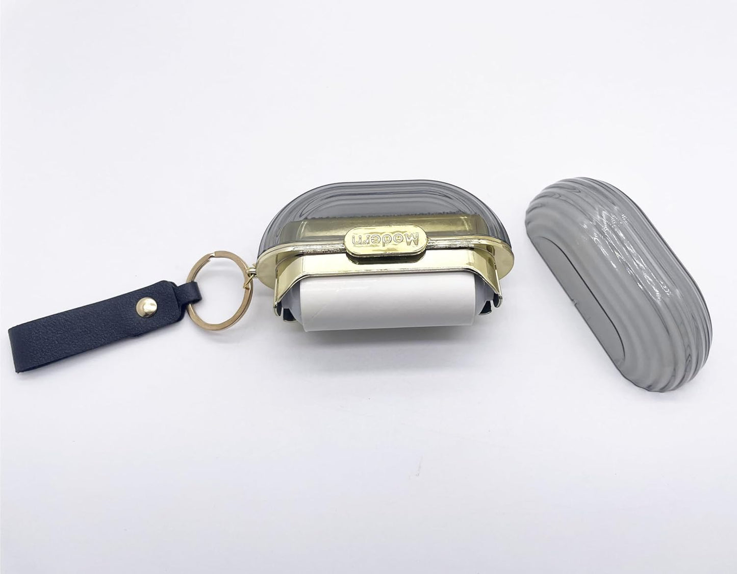 Handy Double-Sided Travel Lint Roller with Hand Strap, 7-Fill Luxury Clothing Bag Dust Fluff Adhesive Reusable Mini Extra Adhesive Dog Cat Pet Adhesive, Small Pocket Reusable Lint (Gray)