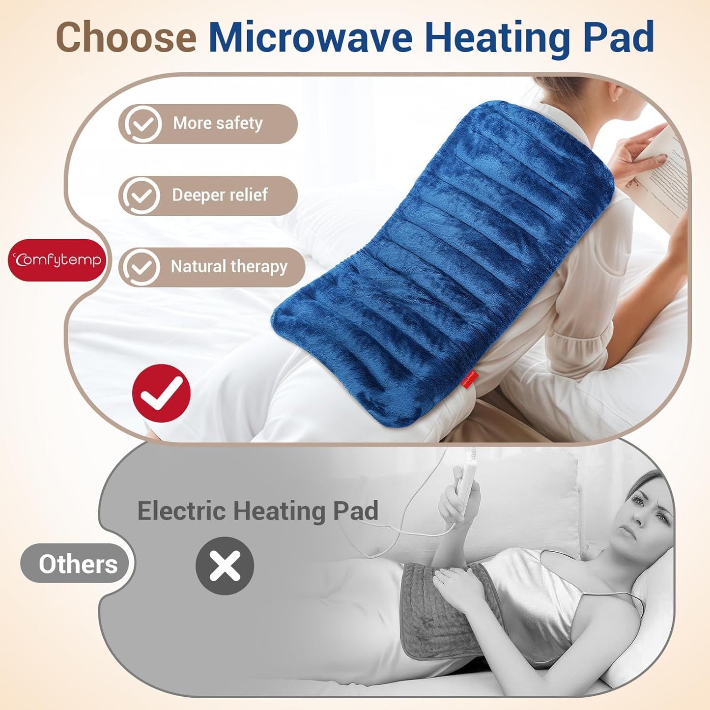 Comfytemp Large Microwave Heating Pad for Back, Neck Shoulders, 12"x22" 3.6 LB Microwavable Moist Heating Pads for Period Cramps, Warm Compress Relaxation Comfort for Women Elderly