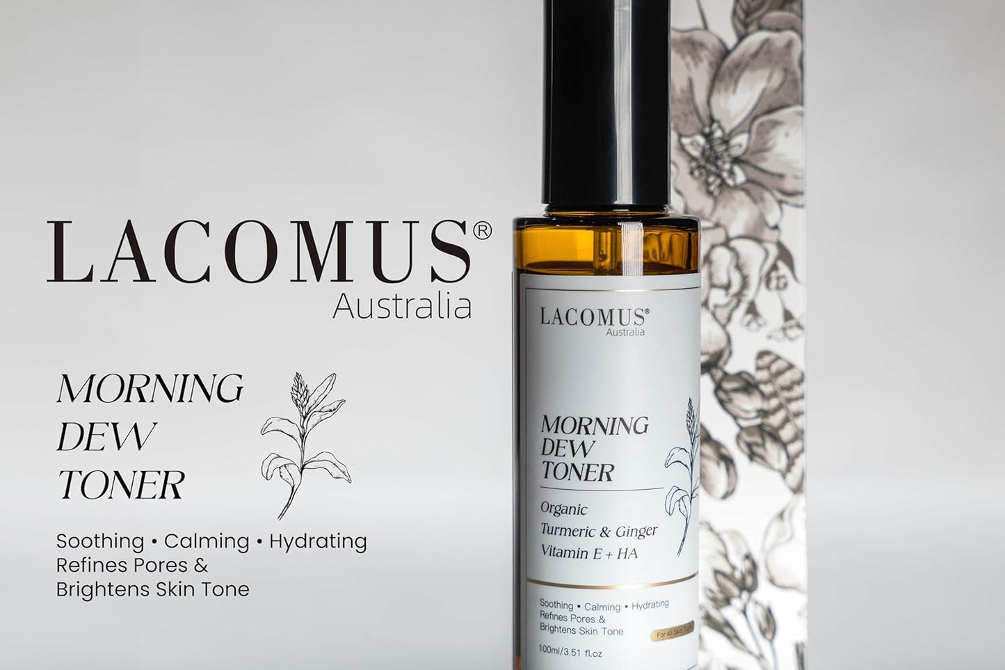 Morning Dew Organic Turmeric & Ginger Facial Toner, Infused with Vitamin E and Hyaluronic Acid, Hydrating Pore-Refining, Anti-Aging Formula for All Skin Types