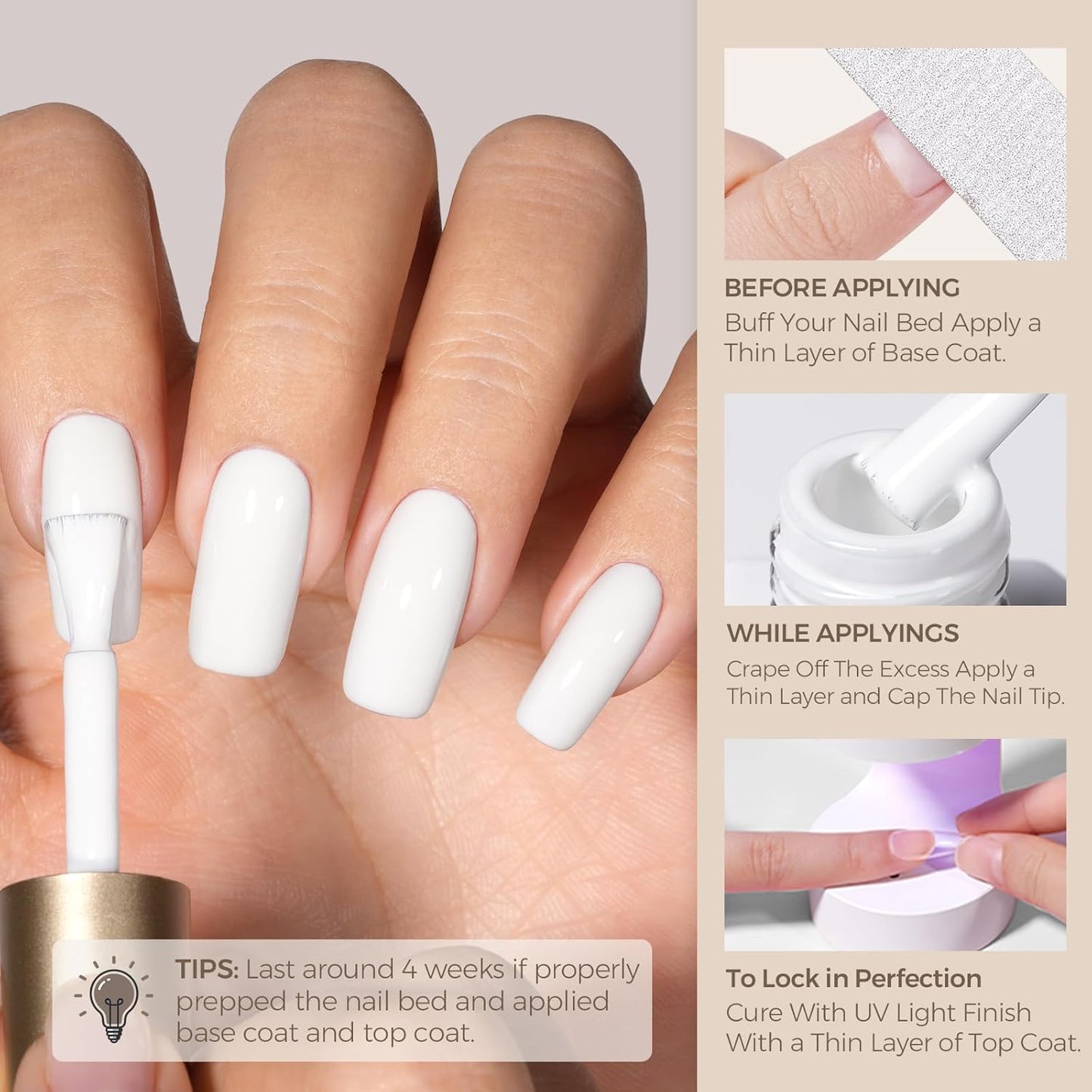 AILLSA Gel Nail Polish 15ML White Gel Nail Polish for French Gels Long Lasting Soak Off U V Gels Nails French Manicure Nail Art & Home Salon 0.51 Fl Oz