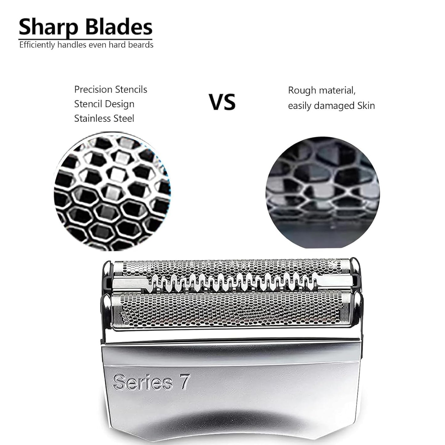 Series 7 70S Replacement Shaver Heads Compatible with Braun Series 7 Electric Razors, 70S Blades for Braun s7 Replacement Foil and Cutter 720cc, 730cc, 735s, 750cc, 760cc, 790cc