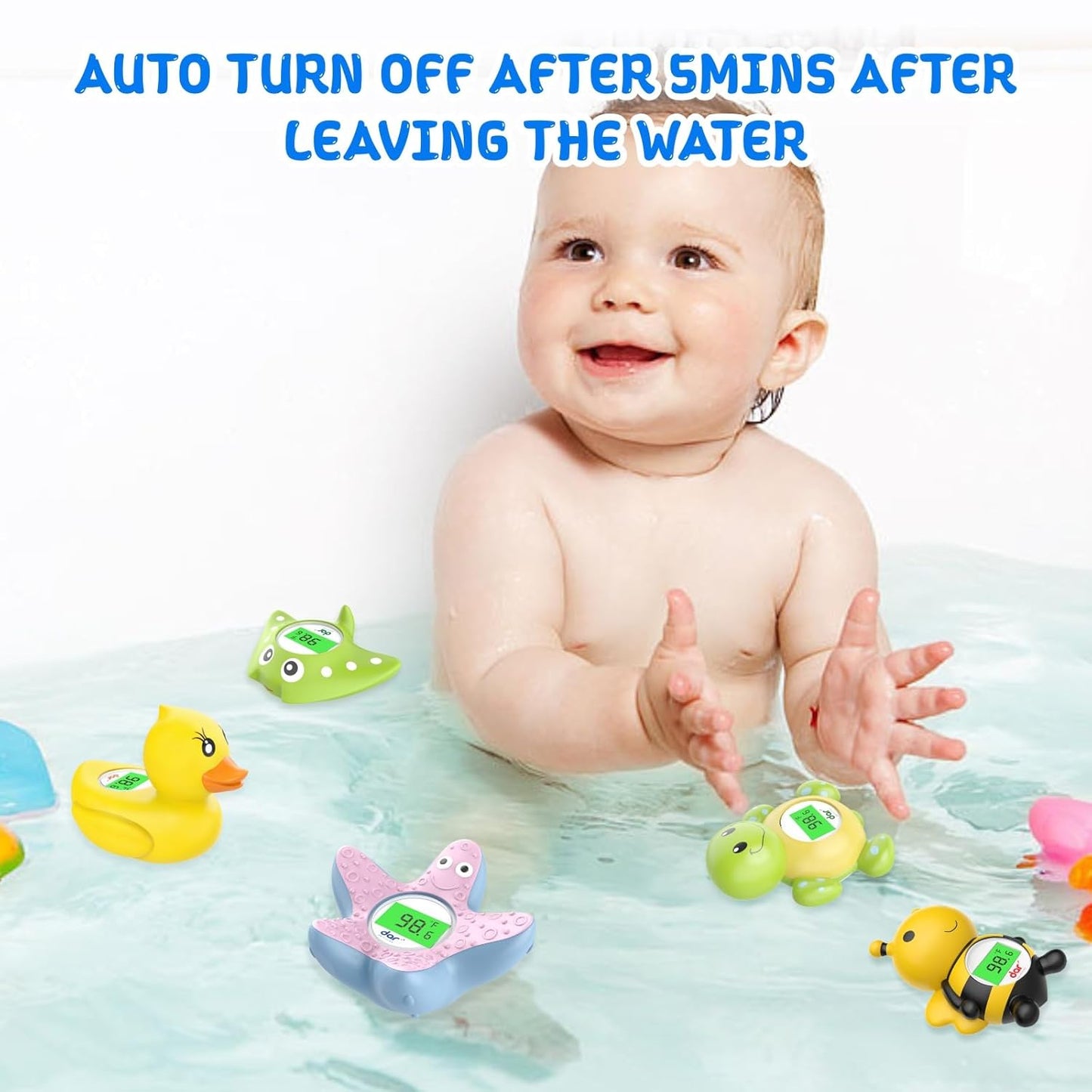 Baby Bath Thermometer, Digital Water Temperature Thermometers with 3 Color Backlit and Temperature Warning, Safety Bath Tube Thermometer Floating Toy for Infant, Toddler