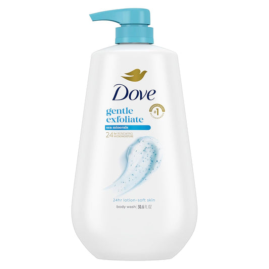 Dove Body Wash with Pump Gentle Exfoliate with Sea Minerals For 24hr Lotion-Soft Skin Moisturizing Skin Cleanser with No Sulfates No Parabens 30.6 oz
