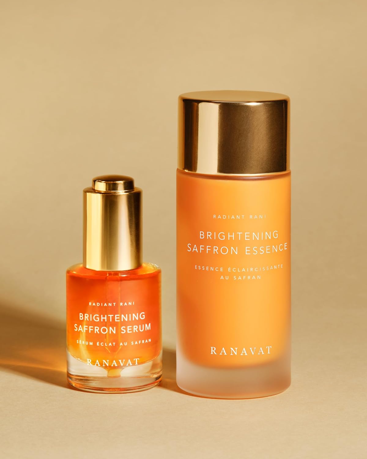 RANAVAT Brightening Saffron Face Serum & Facial Essence - Discoloration Correcting Serum & Hydrating Milk Toner for Dark Spots and Hyperpigmentation - Vitamin C Alternative for a Healthy Glow (2 Pc)
