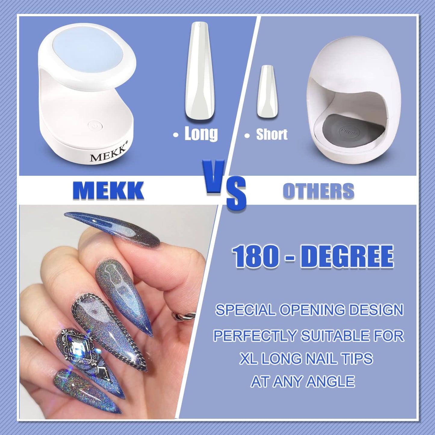 MEKK Mini UV Light for Gel Nails,16W Single Finger UV LED Nail Lamp,Portable Small Professional Flash Cure Lamp,Compact Design for Home and Salon -Blue