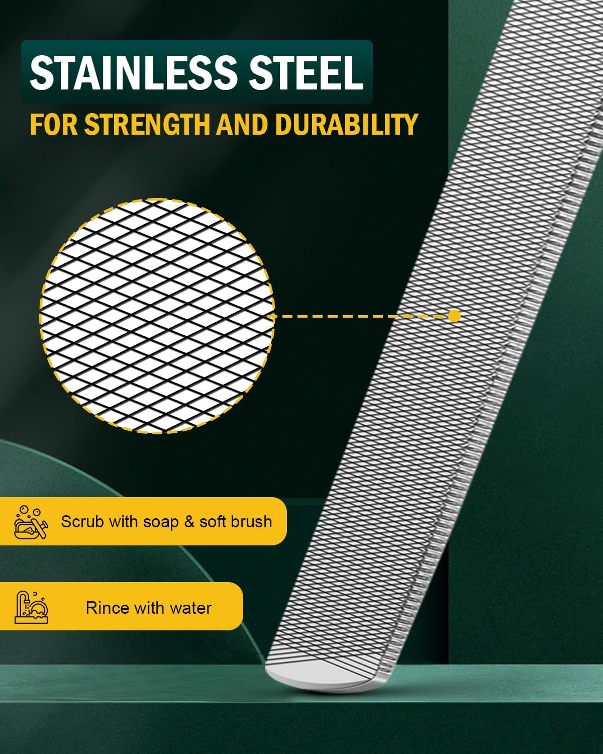 FVION 2 PCS Stainless Steel Double-Sided Long Nail File for Thick Nails – Professional Toenail File, Durable and Efficient Nail Care Tool Ideal for Manicure Or Pedicure