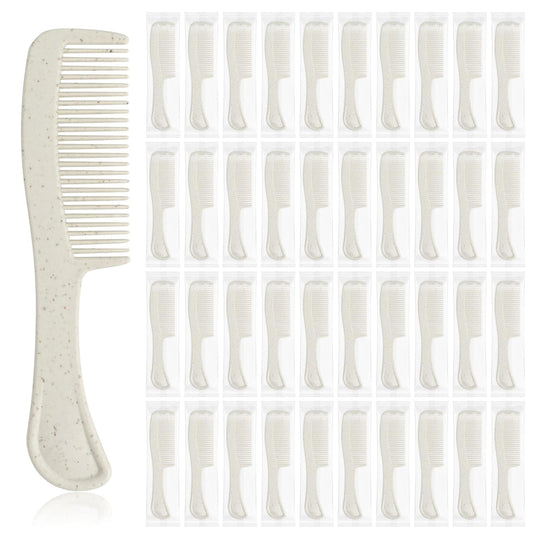 Combs in Bulk Individually Wrapped, 50 Pack Disposable Hair Combs for Hotel, Salon, Home Care and Travel (Wheat)