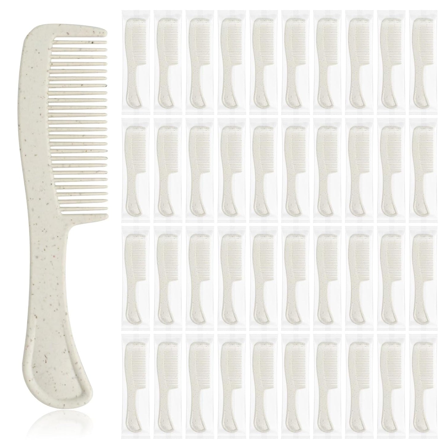 Combs in Bulk Individually Wrapped, 100 Pack Disposable Hair Combs for Hotel, Salon, Home Care and Travel (Wheat)