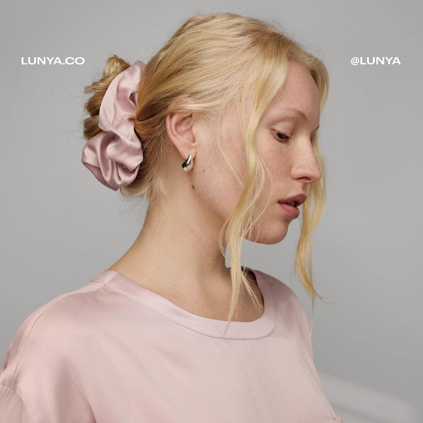 Lunya Washable Silk Scrunchies - Mulberry Silk Hair Ties - Multiple Color Options - One Size Fits Most