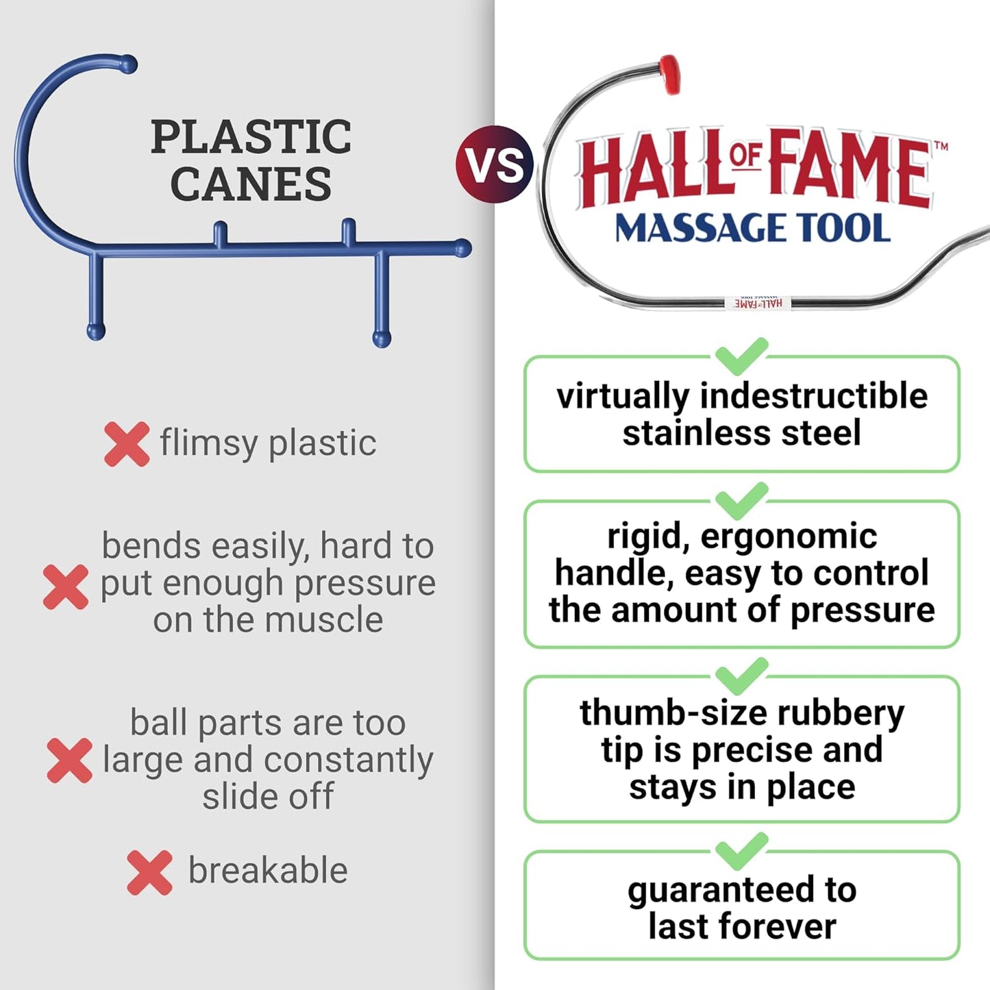 Hall of Fame Neck & Back Massager Tool - Trigger Point Massage Tool with Self Massage Hook for Pain Relief, Shoulder, Neck, and Back Muscle Knot Remover - Gift for Men and Women