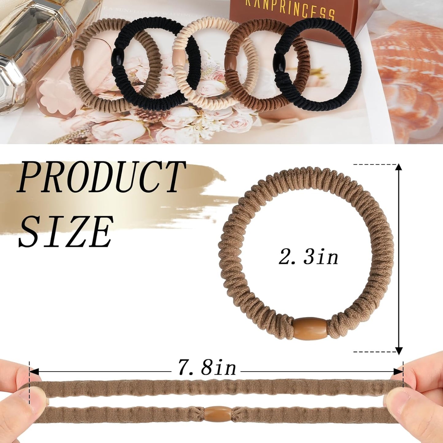 16Pcs Hair Ties For Thick Hair, Strong Stretchy Hair Bands For Women Girls, No Slip Braided Hair Ties No Damage, Ponytail Holders-Exceptionally Secure with Gentle Hold (Set 5)