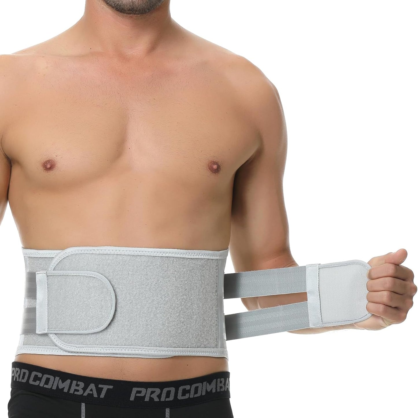 NeoTech Care Back Support Belt - Breathable & Adjustable Lower Back Brace - Double Pull Compression Straps (Grey, Size XXL)