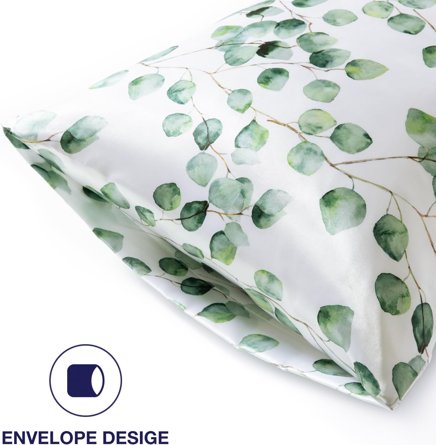 EXQ Home Satin Body Pillow Pillowcase Super Soft Silk Pillowcase, Body Pillow Cover with Envelope Closure Ink Leaf (20"x54")