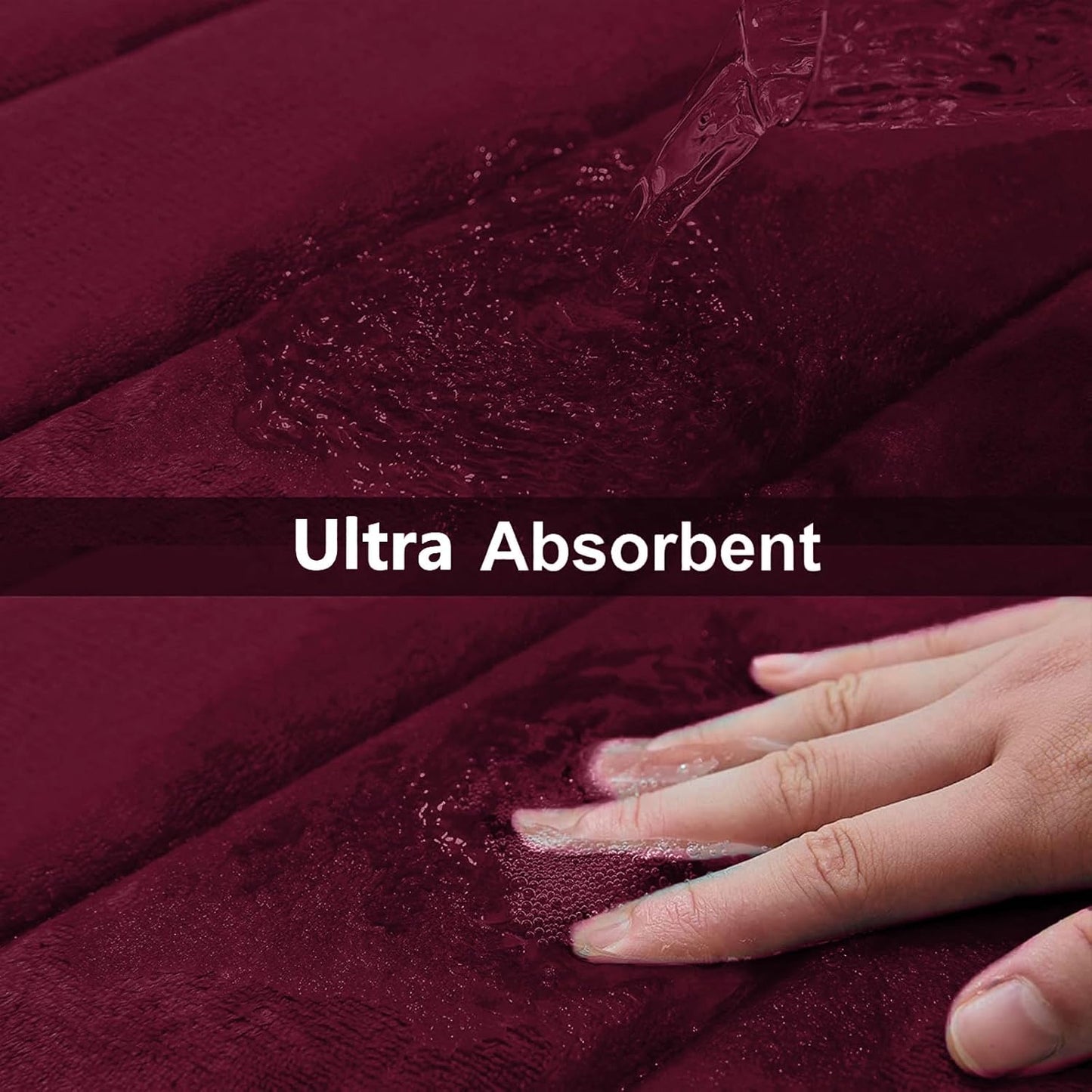 Buganda Memory Foam Bath Mat, 24" x 16", Ultra Soft and Non-Slip Bathroom Rugs, Water Absorbent and Machine Washable Bath Rug for Bathroom, Shower, and Tub, Burgundy