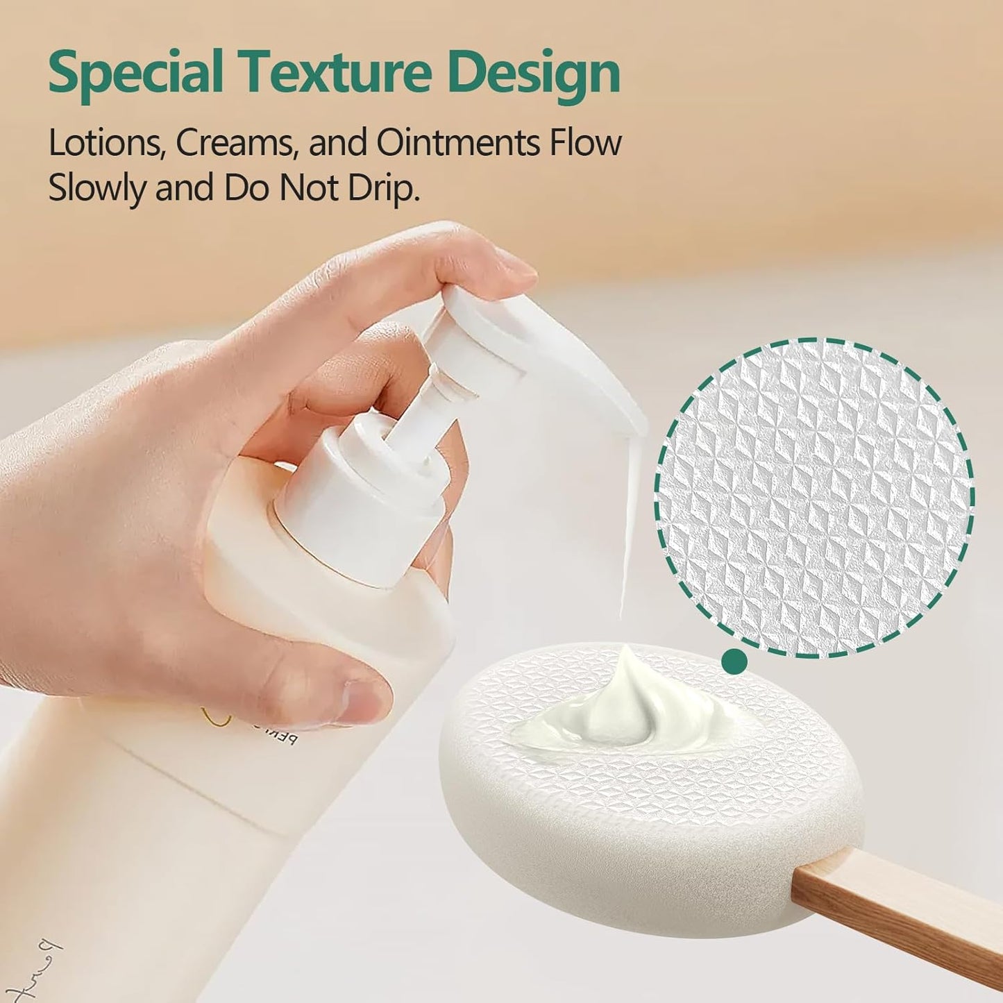 Back Lotion Applicator with 4 Replaceable Pads, Lotion Applicator for Back Self Elderly, Women, Cream Medicine Applicator with 17" Curved Handle Easy to Target Back and Feet, Colorful