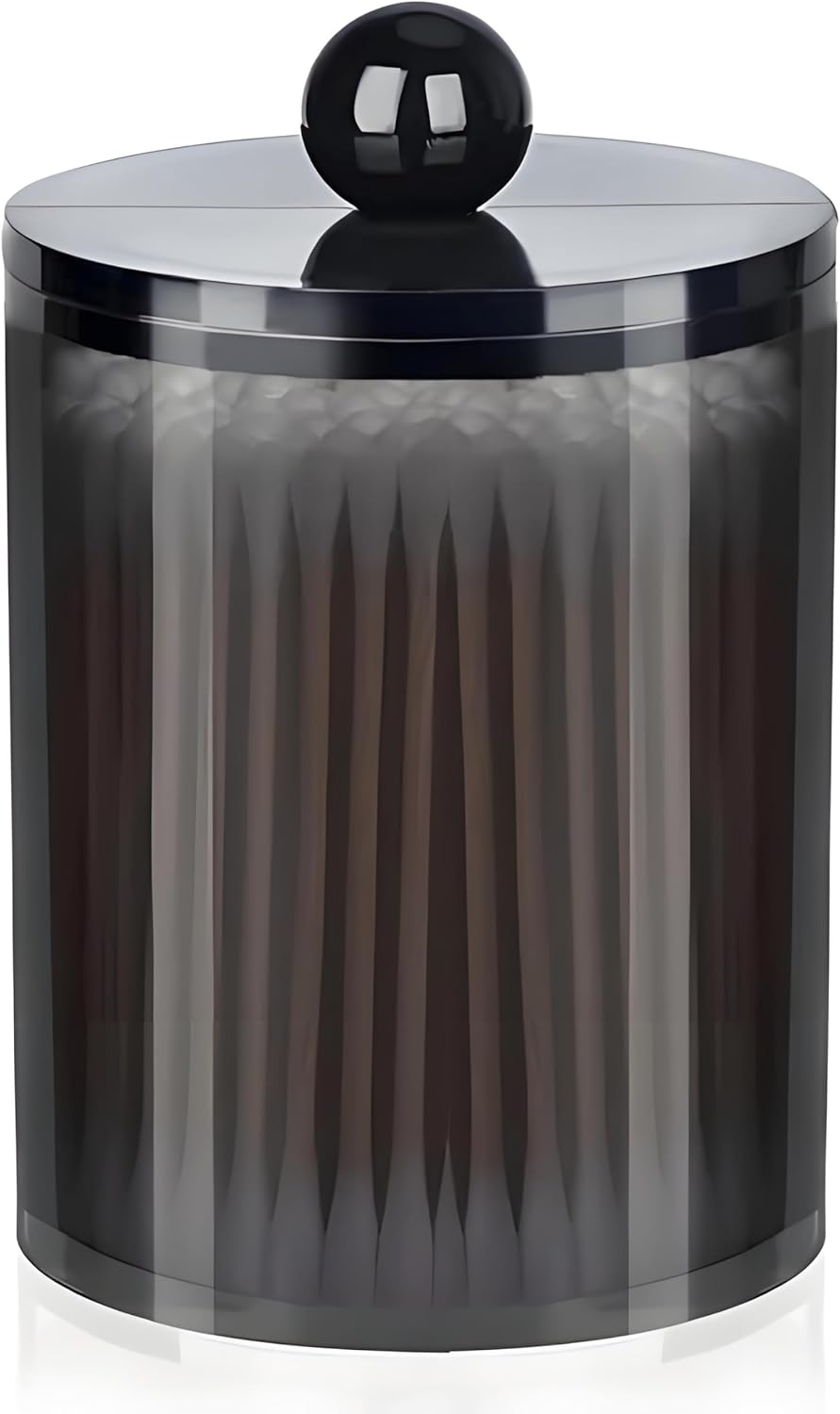 AXX Qtip Dispenser Apothecary Jars Bathroom - Qtip Holder Storage Canister Clear Plastic Jar for Cotton Swab,Q-Tips,Cotton Rounds (Black 1Pcs)
