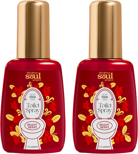 Holiday Toilet Spray, Bright Berry, 4 Fl.Oz, Up to 200 Uses, Travel Essentials, Bathroom Odor Deodorizer, Air Freshener Spray