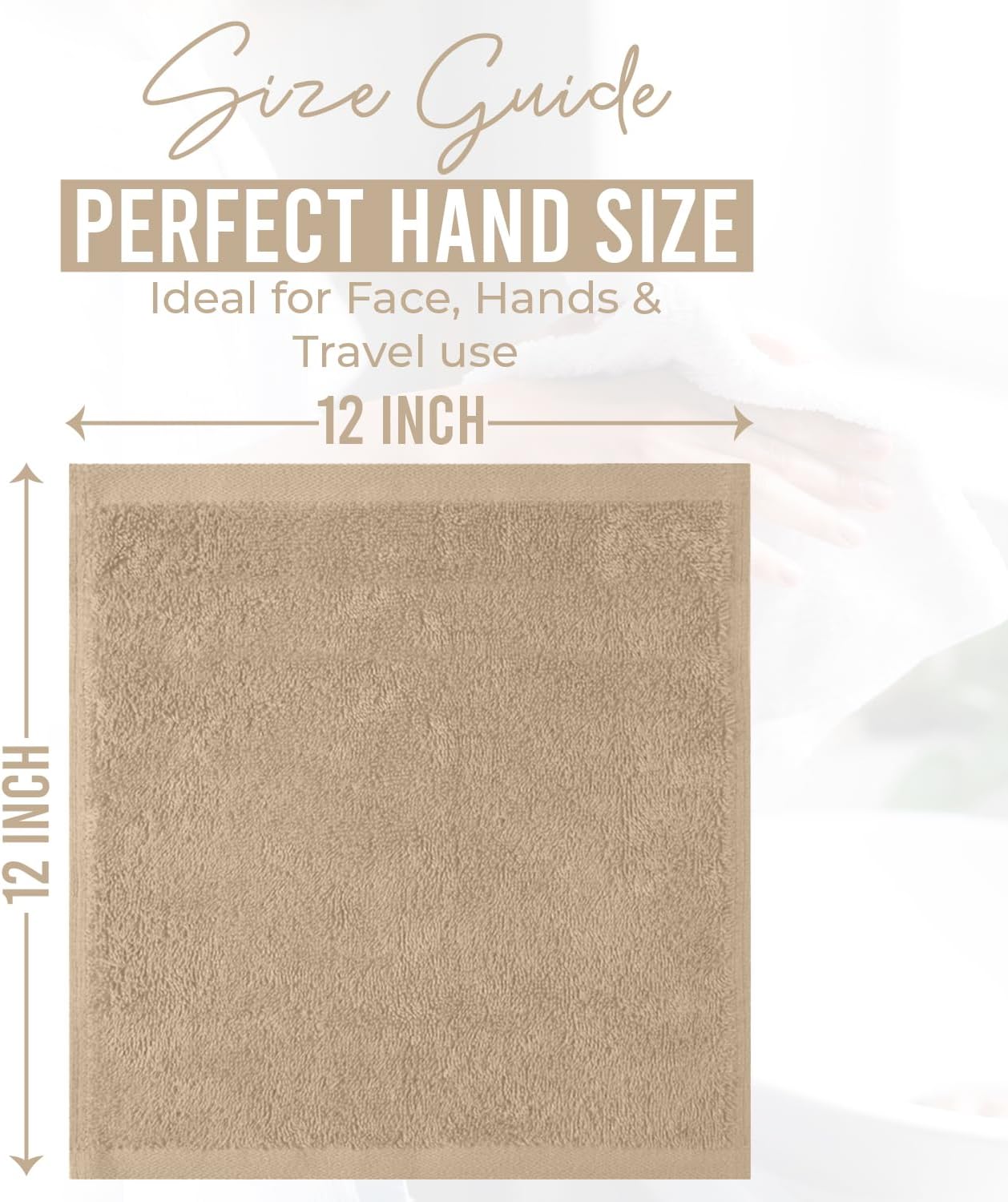 DAN RIVER 100% Cotton Wash Cloths 12 Pack [12x12] Soft & Absorbent washrags, Gym, Hotels & Spa Perfect for Everyday Use Fingertip Towels,Tan