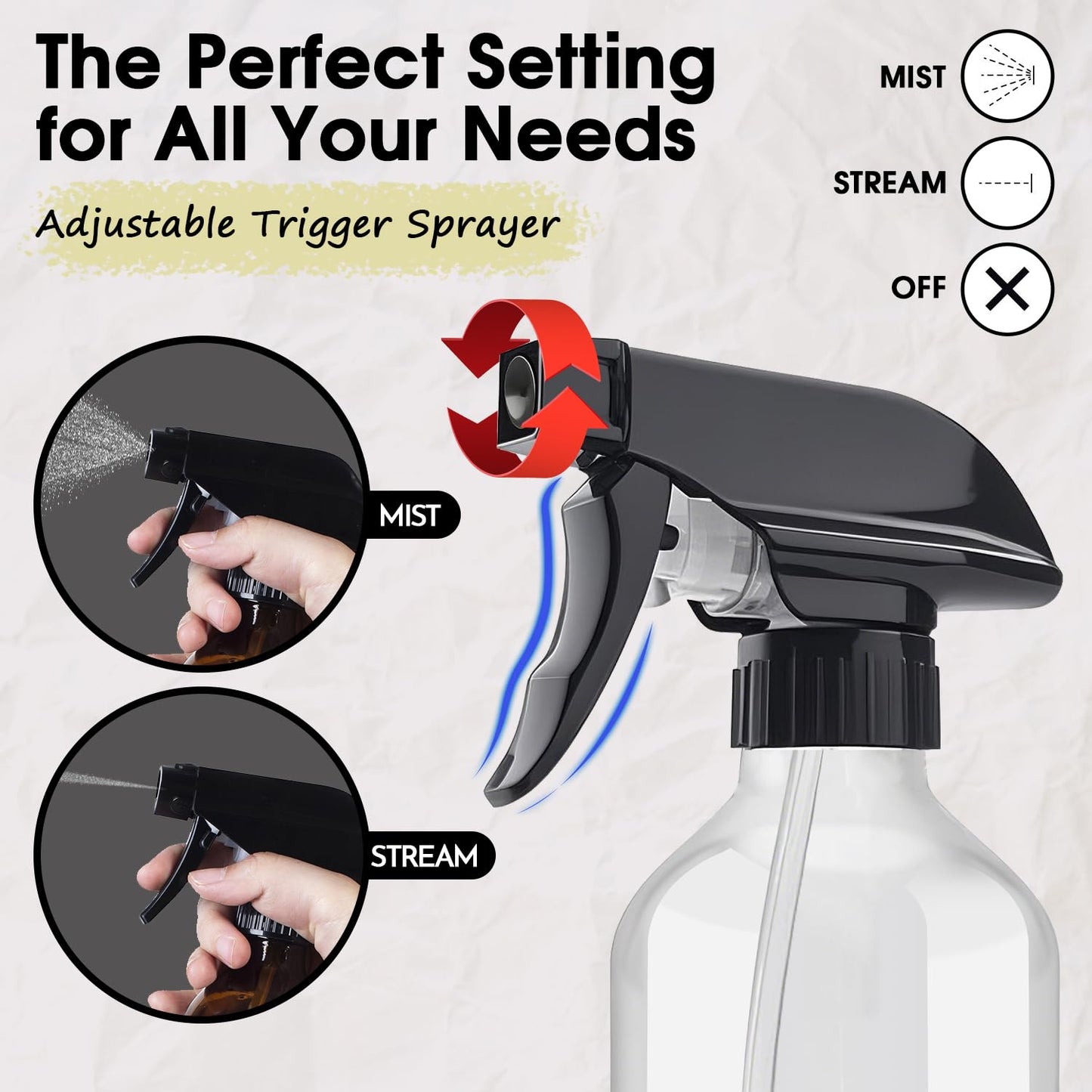 2 Packs Plastic Spray Bottles 360°Water Spray Bottle for Cleaning - 10 oz/300 ml Upside Down Spray Bottle Refillable Small Squirt Bottle with Adjustable Nozzle for Hair, Cooking, Plant, Pet (Brown)