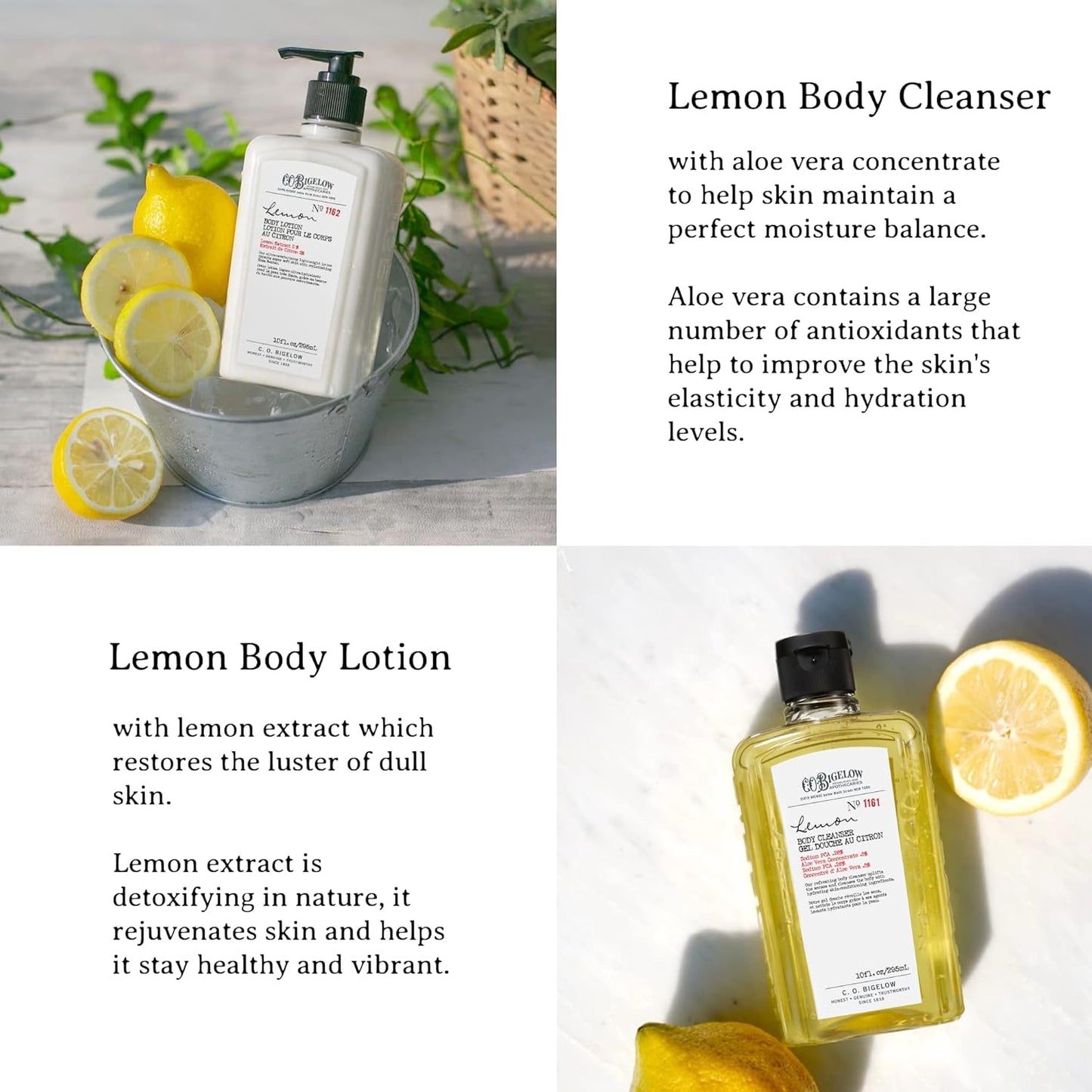 C.O. Bigelow Apothecary Duo Bodycare Gift Set, Lemon Body Wash & Body Lotion, Liquid Soap & Moisturizing Lotion, Set of 2, 10 Fl Oz
