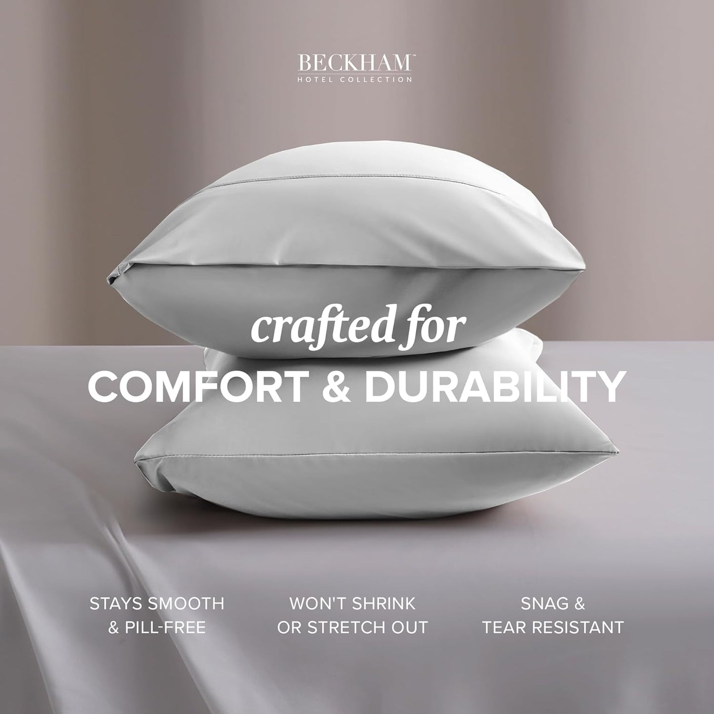 Beckham Hotel Collection Cooling Pillowcases for Hot Sleepers, Standard/Queen Size Set of 2, Cool Bedding, Envelop Closure, Silky Soft, Breathable, Moisture-Wicking, White