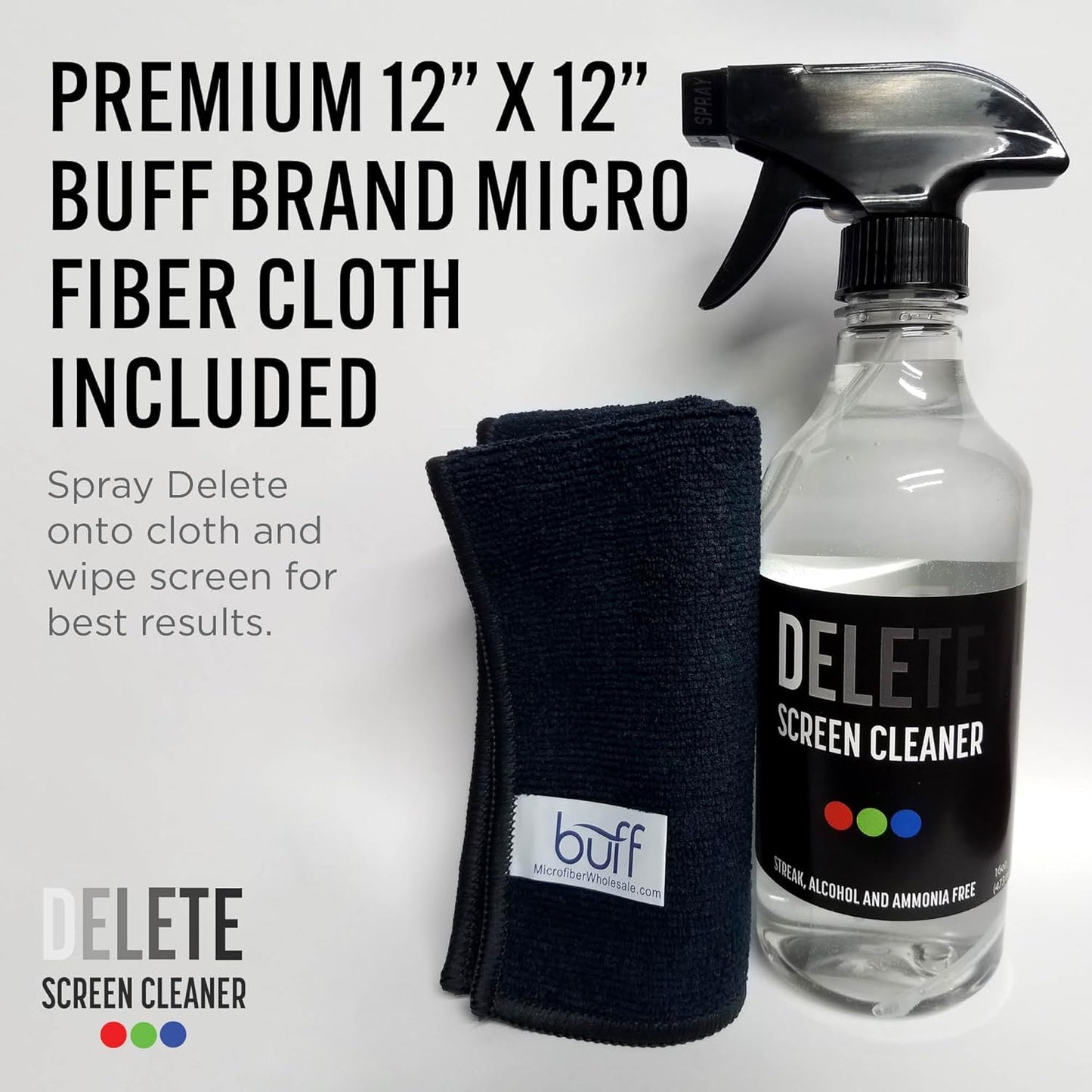 Ardent Delete Screen Cleaner 16oz Spray Bottle | Premium Streak-Free, Alcohol & Ammonia-Free Solution for All Devices | Gentle, Odorless & Easy to Use | Improves Visibility & Longevity of Screens