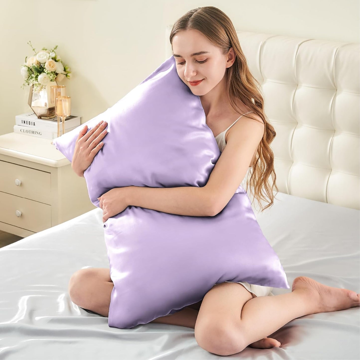 INFIIXSO Mulberry Silk Pillowcase for Hair and Skin, Silk Pillow Cases King Size with Hidden Zipper 20x40 Inches, Extraordinary Smooth and Soft Cooling Pillow Cases for Hot Sleepers(Lavender, 1 Pack)