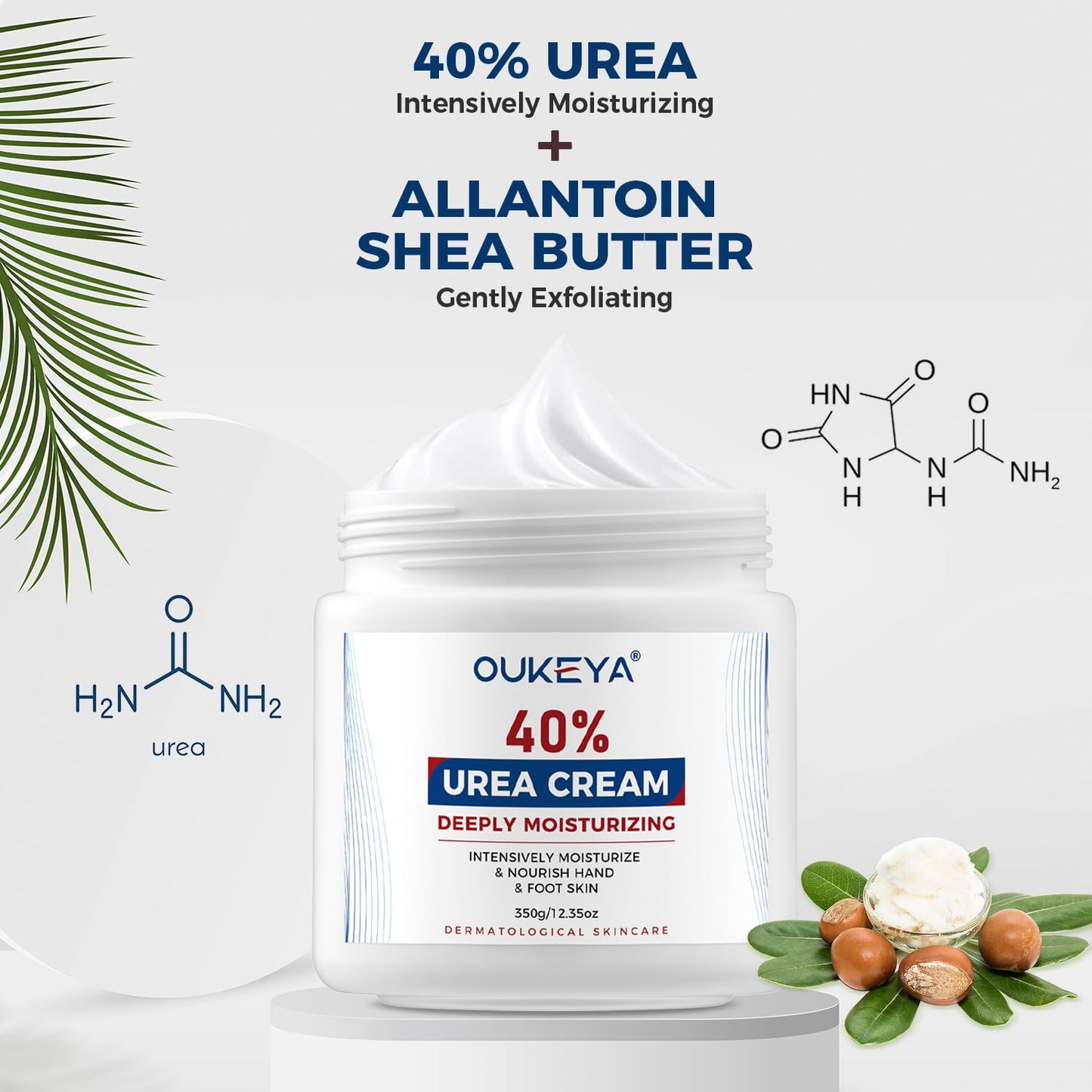 OUKEYA Urea Cream 40 Percent, Foot & Hand Cream for Dry Cracked, Urea Lotion for Feet Maximum Strength(12.35Oz)