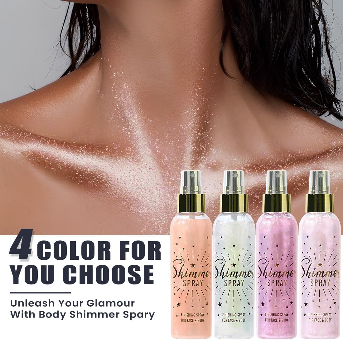 Glitter Spray for Hair and Body, Glitter Body Spray, Glitter Spray for Clothes, Quick-Drying Waterproofing Body Shimmer Suitable for Festival Rave 3.72fl Oz (Purple, 3.72 fl oz)