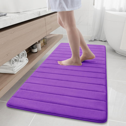 Buganda Memory Foam Bath Mat, 60" x 24", Ultra Soft and Non-Slip Bathroom Rugs, Water Absorbent and Machine Washable Bath Rug Runner for Bathroom, Shower, and Tub, Purple