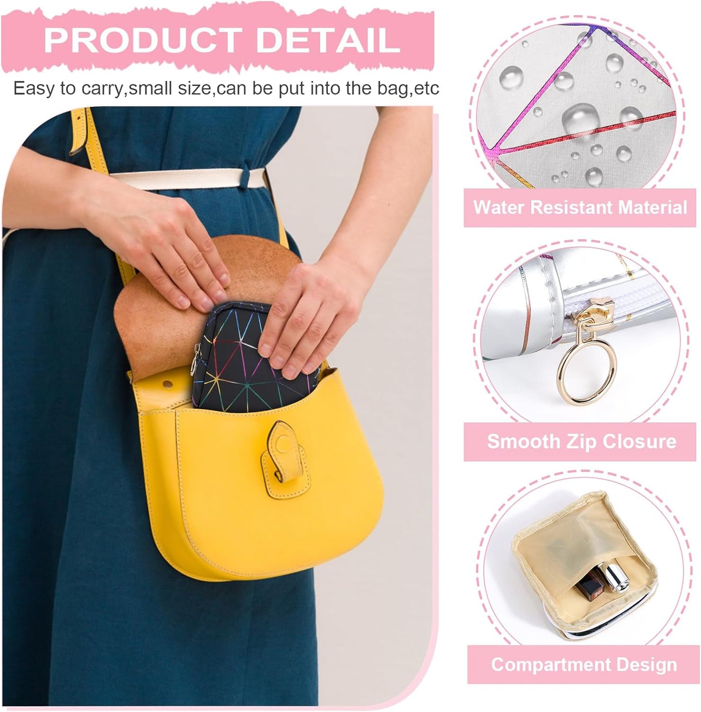 Desing Wish Sanitary Napkin Storage Bag, Menstrual Cup Pouch Nursing Pad Holder Tampon Bags Feminine Product Pouches Portable Period Kit Bag for Girls Women Ladies 2 Pack (Dazzling Black/Silver)