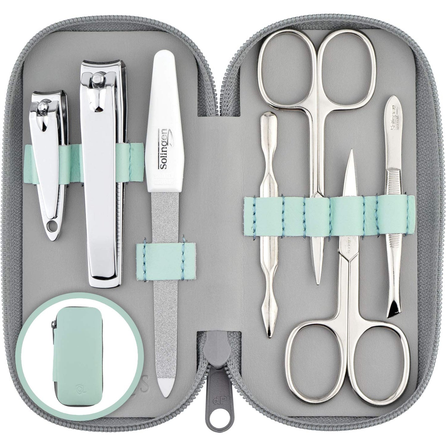 marQus Manicure Set Solingen Made in Germany - 7 piece exclusive finger & toe nail clippers set in real leather case, made in Solingen Germany