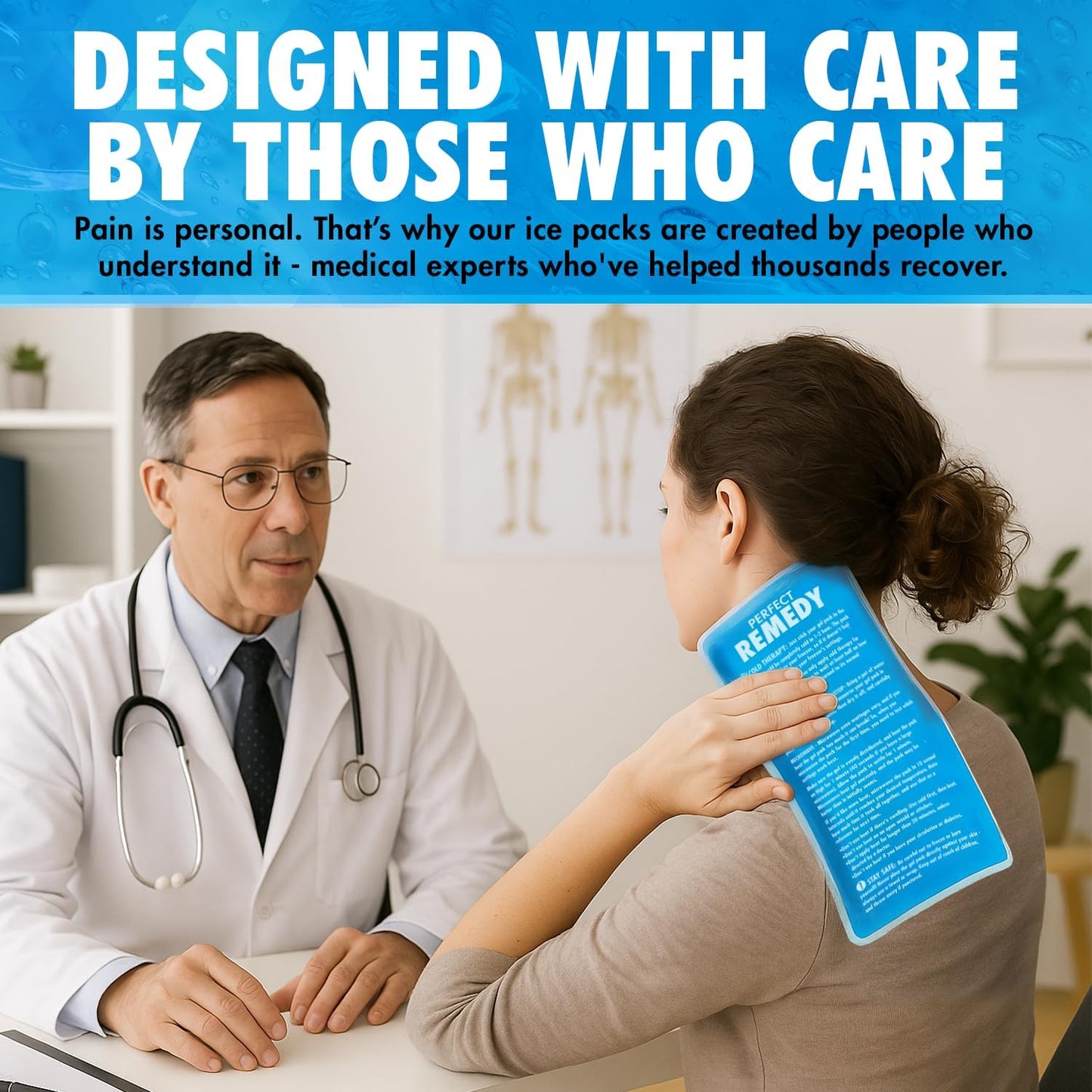 Perfect Remedy Rectangle Gel Ice Pack Bundle, Hot & Cold Ice Packs for Injuries Reusable for Body Tension & Muscle Pain Relief, Soft, Flexible & Adapts to Any Area (Blue, Reg 2PK + Pink, Reg 2PK)