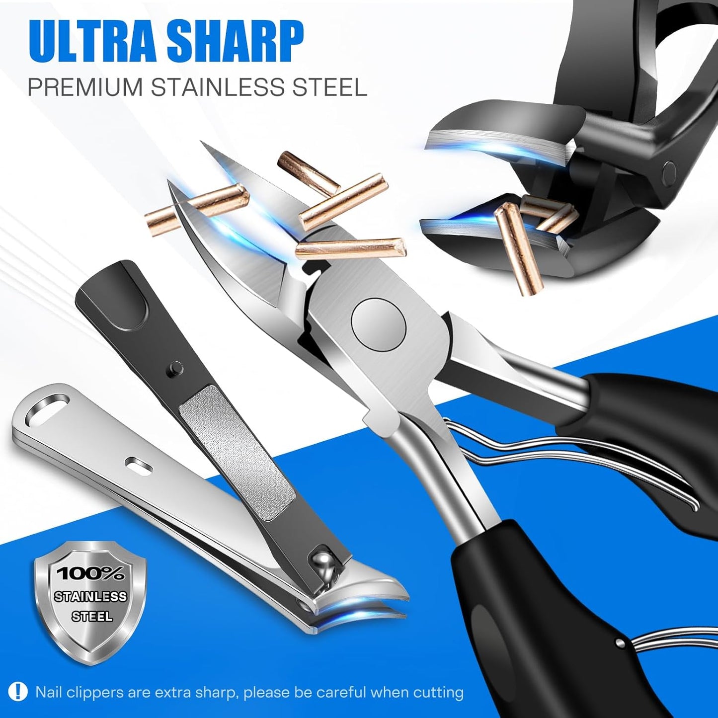 Toenail Clippers for Thick Toenails for Seniors, Angled Large Toe Nail Clippers Set for Men, Heavy Duty Ingrown Toenail Clippers with Wide Opening, Long Handle, Ergonomic Head, Gifts for Men & Women