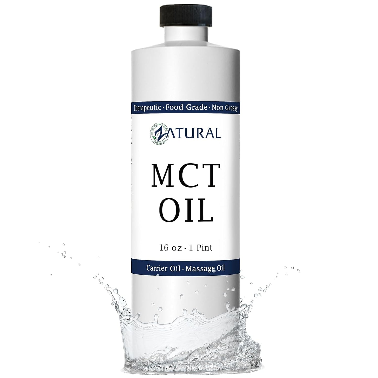 Pure MCT Oil, Carrier Oil, Massage Oil, Hydrating Oil, Hair Oil, Food and Therapeutic Grade, 16 Oz