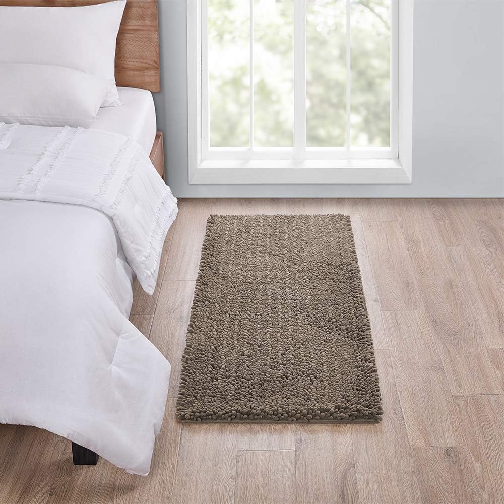 Walensee Large Bathroom Rug Non Slip Bath Mat (72x24 Inch Taupe) Water Absorbent Super Soft Shaggy Chenille Machine Washable Dry Extra Thick Perfect Absorbant Best Plush Carpet for Shower Floor