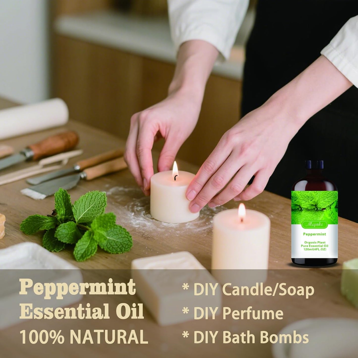 Peppermint Essential Oil-Peppermint Fragrance Oil 4.33oz (130ml)-100% Pure Natural Scent for Diffusers, Candles, Soap Making & Aromatherapy-Relaxing Home & Gift Essential Oil for Bath, Massage