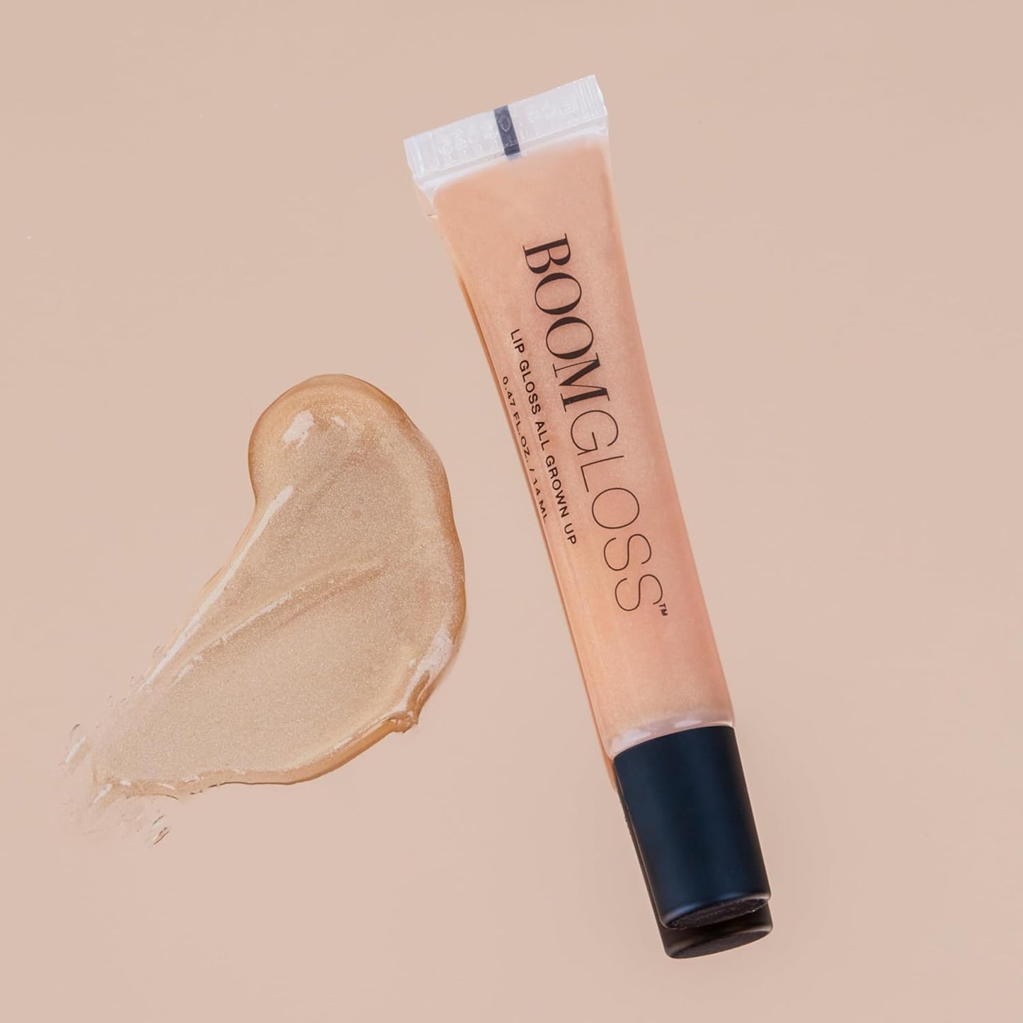 Boom Gloss ™ Non-Sticky, Hydrating Lipgloss for Radiant Shine, Moisturizing Lip Gloss with Olive Squalene, Rosehip Oil, Kukui Seed Oil, Sheer, Natural Finish - Peach Nude Tint