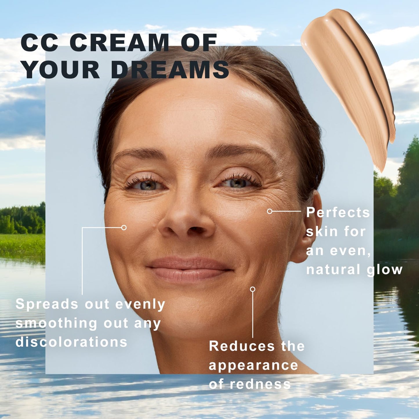 Lumene Color Correcting CC Cream - Lightweight Foundation - Medium Coverage - Redness Reducing Face Makeup for a Glowing Complexion - Vegan Formula + Suitable for All Skin Types - Tan (1 fl oz)