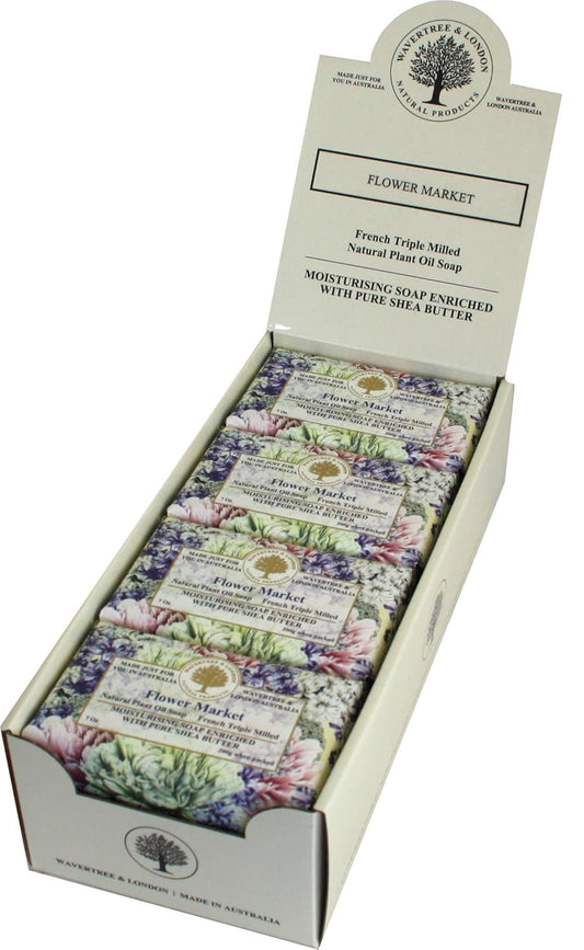 Wavertree & London Flower Market Scented Natural Soap (8 Bars), 7oz Moisturizing French Triple Milled Soap Bars enriched with shea butter - Pure Plant Oil Bath & Body Bars for All Skin Types