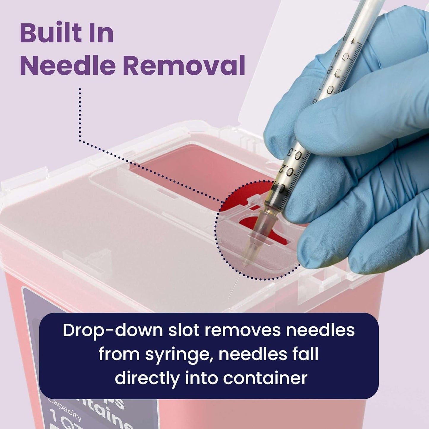 Small Sharps Container for Home Use - 1 Quart Needle Disposal Container for Diabetes Needles, Syringes, and Blades - Portable Travel Size for Biohazard Medical Waste