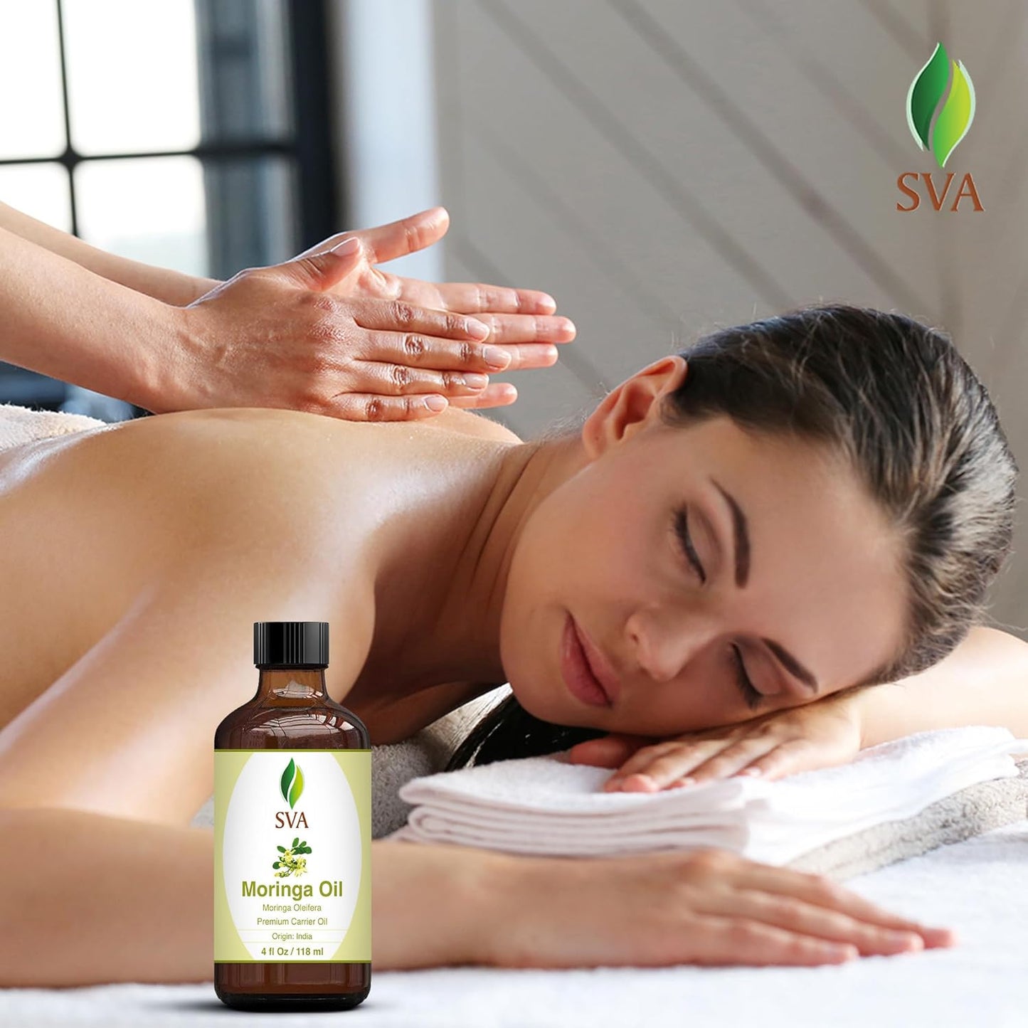 SVA Moringa Seed Oil - 4 Fl Oz – 100% Natural Cold Pressed Moringa Oil - for Face, Skin Care, Hair Care, Scalp Massage & Body Massage – Carrier Oil with Dropper