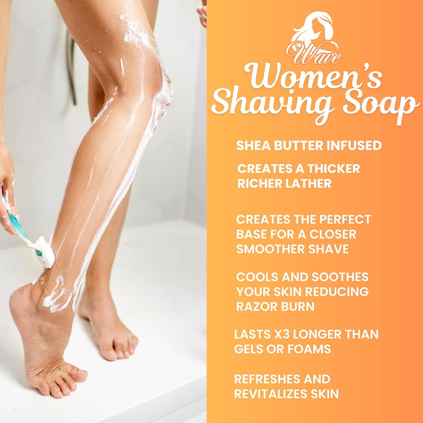 Vanilla Citrus Shaving Soap for Women – Shea Butter Infused Moisturizing Bar for Sensitive Skin – Long-Lasting, Smooth Shave for Legs, Underarms & Bikini Area