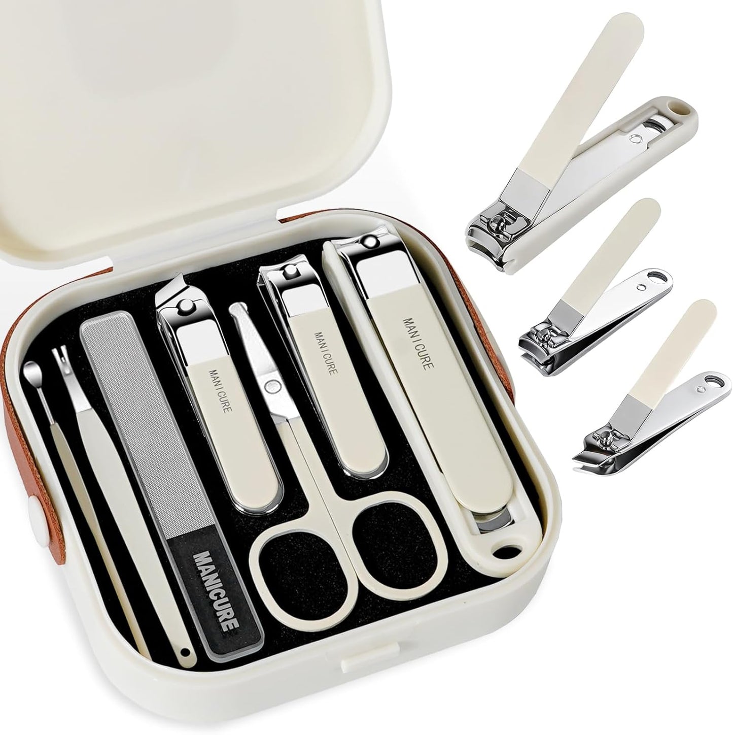 Nail Clippers Set 7 Pieces Stainless Steel Professional Grooming Kits, Fingernail and Toenail Clipper Cutters with Luxurious Travel Case Nail Care Tools Manicure Pedicure Kit