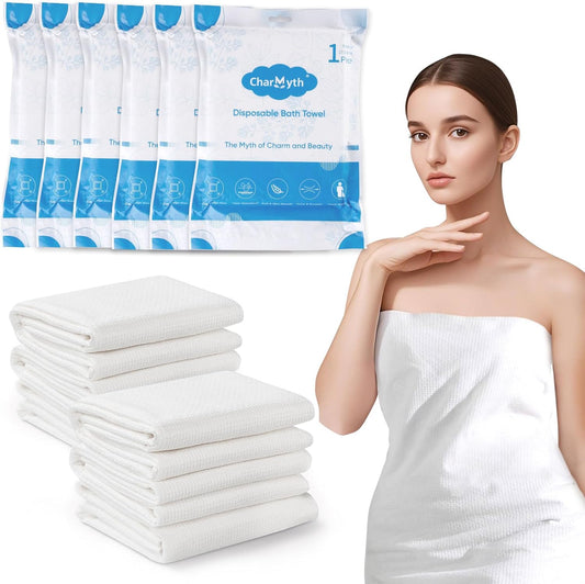 Disposable Bath Towel 6 Pack 56'' x 27.5'' Disposable Camping Towels for Travel, Durable Large Portable Towels for Camping Beach Swimming SPA, Individually Packed