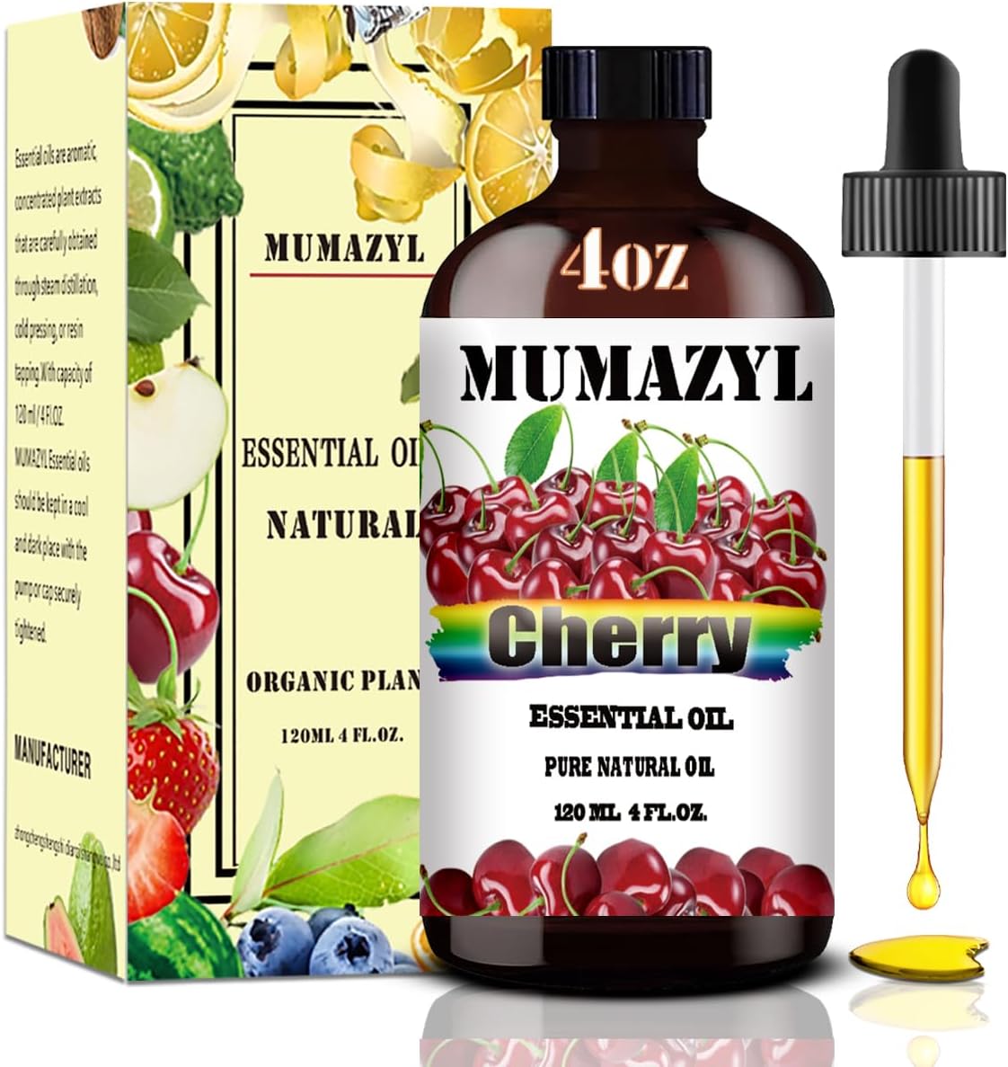 Cherry Essential Oil, Cherry Oil 4 Fl Oz 120ML for Diffuser Humidifier Yoga Cleaning DIY Candle Soap Making Essential Oils