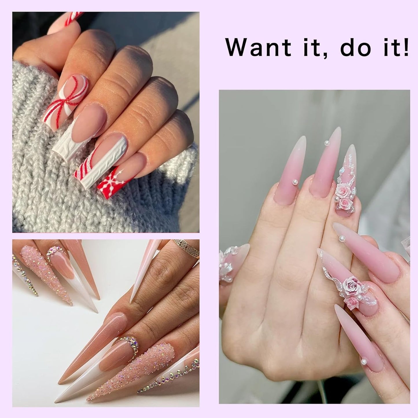 Acrylic Powder Nail Kit: 3 Colors 1Oz Pink Clear Acrylic Powder Set - 28g Large Capacity Dark Pink Nails Gel Glue Polish with 60ml Liquid for Beginners Home DIY with Brush Forms and Tools