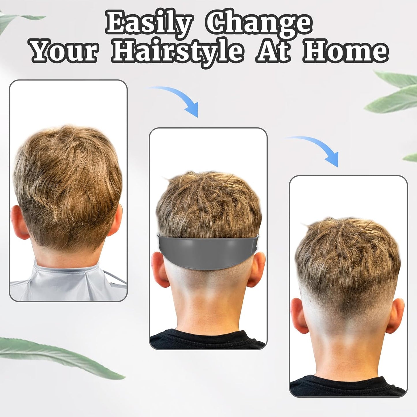 Fade Haircut Guide for Men, Self Haircut Kit for Men, Include Hair Cutting Guide & Cape Umbrella & Comb, Neckline Shaving Templat, DIY Hair Cutting Accessories Tools for Home (Grey)